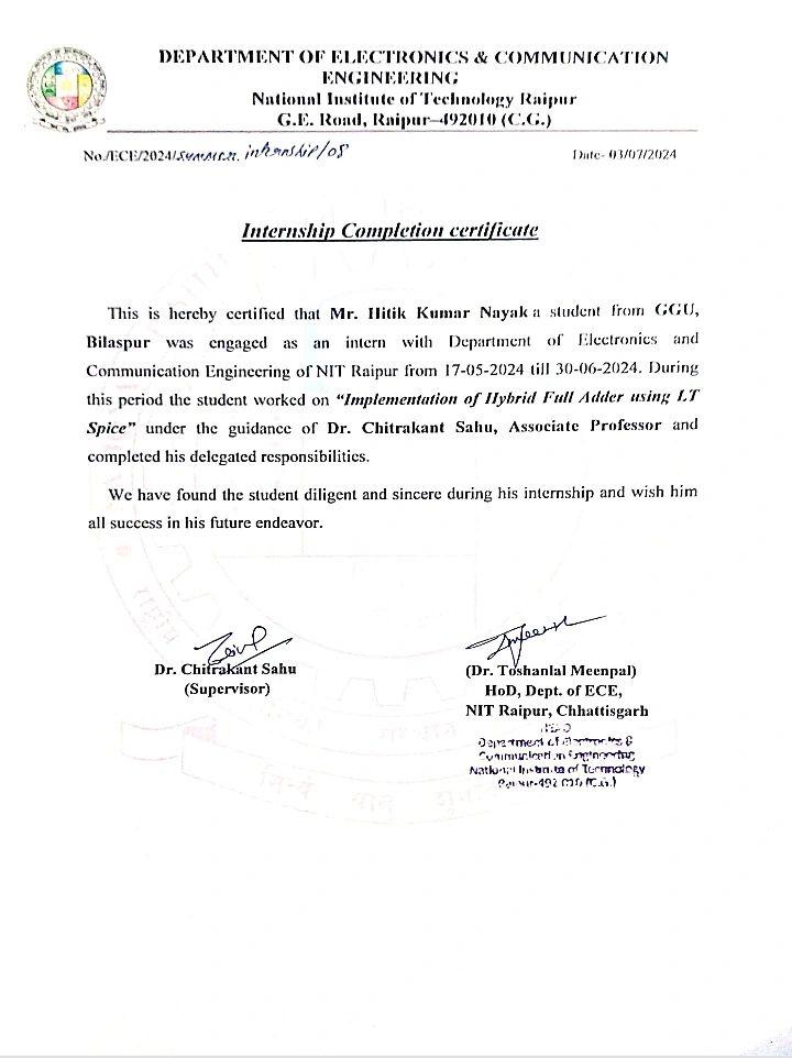 NIT Raipur Internship